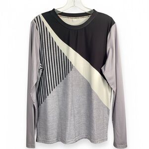 Women's Long Sleeve Top - Black, Gray, and Cream